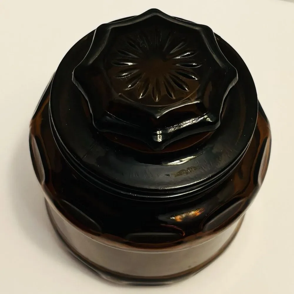 Vintage Amber Brown Apothecary Decor Glass Jar Storage Small Canister 4”